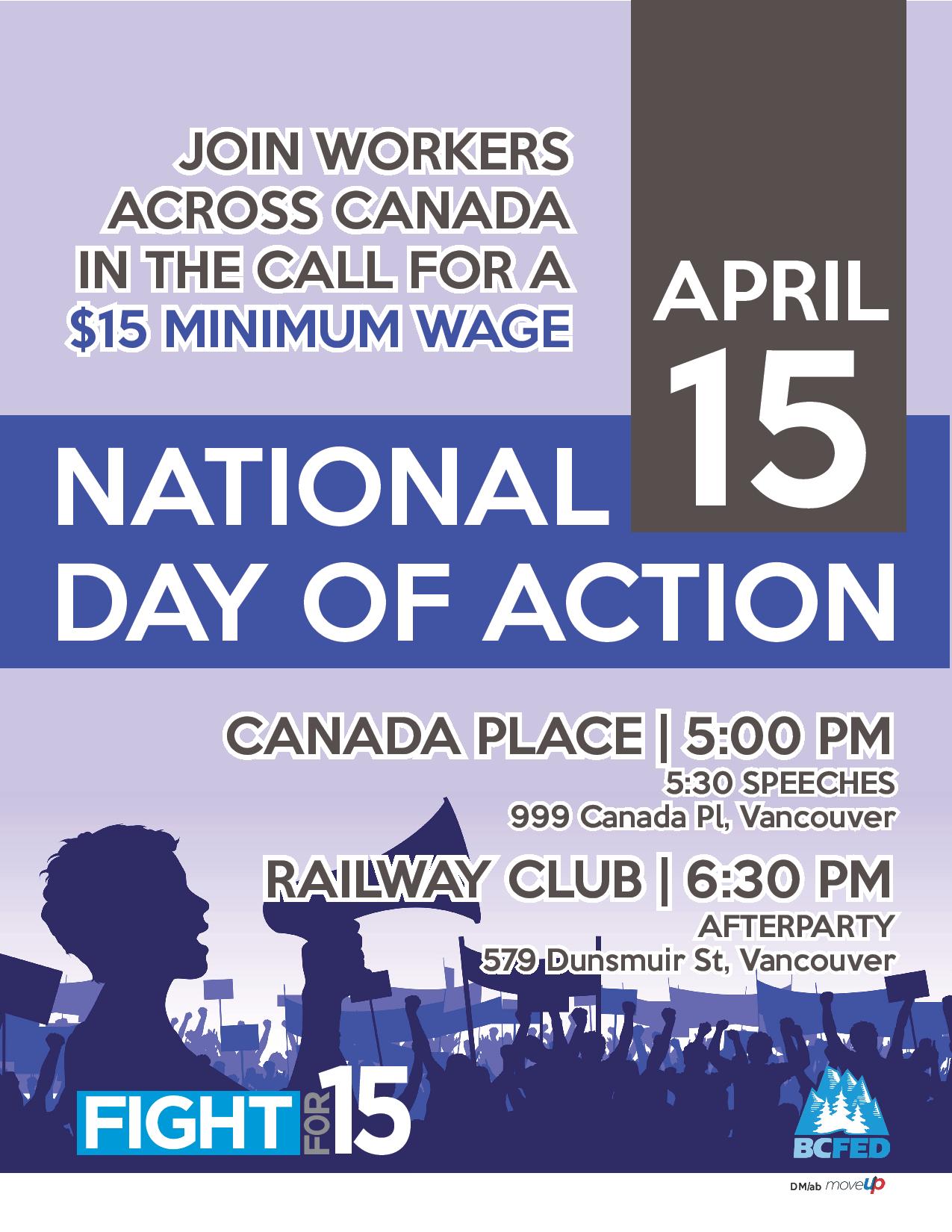 Fight for $15 National Day of Action Poster - Vancouver